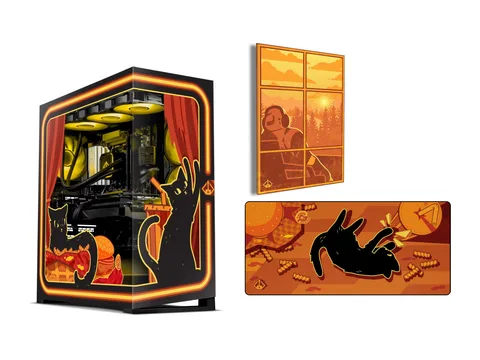 Starforge Wanderer Pro Kitty Print KP01 Gaming Desktop PC, AMD R7-7800X3D, AMD Radeon RX 9070XT 16G, 2TB Gen 4 NVMe, 32GB DDR5 RAM 6000, Win 11 Home
