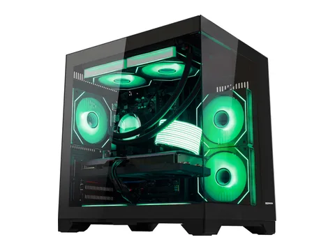 Hoengager Gaming PC -AMD Ryzen 7 5700X 8-Core 3.4GHz, GeForce RTX 3060 12G, 32GB DDR4 RAM, 3TB SSD,240 AIO, App-Controlled ARGB,Windows 11 -BLACK