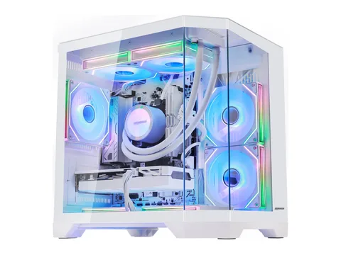 Hoengager Gaming PC -AMD Ryzen 5 9600X 3.9 GHz -RX 9070 GRE 12GB-16GB DDR5-1TB M.2 SSD-240 Liquid Cooler -Software-Controlled ARGB -Windows 11 -White