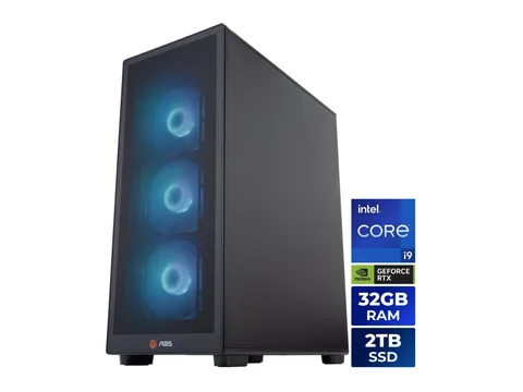 ABS Stratos II Aqua Prebuilt Gaming PC - Windows 11 - Intel Core i9-14900KF - GeForce RTX 5070 Ti 16GB - DLSS 4 - 32GB DDR5 - 2TB NVMe SSD