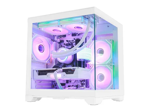 Hoengager White Gaming PC -AMD Ryzen 7 5700X 3.4GHz, GeForce RTX 5060 Ti 8GB, 16GB DDR4 RAM, 2TB SSD,240 AIO, App-Controlled ARGB,Windows 11-FKW