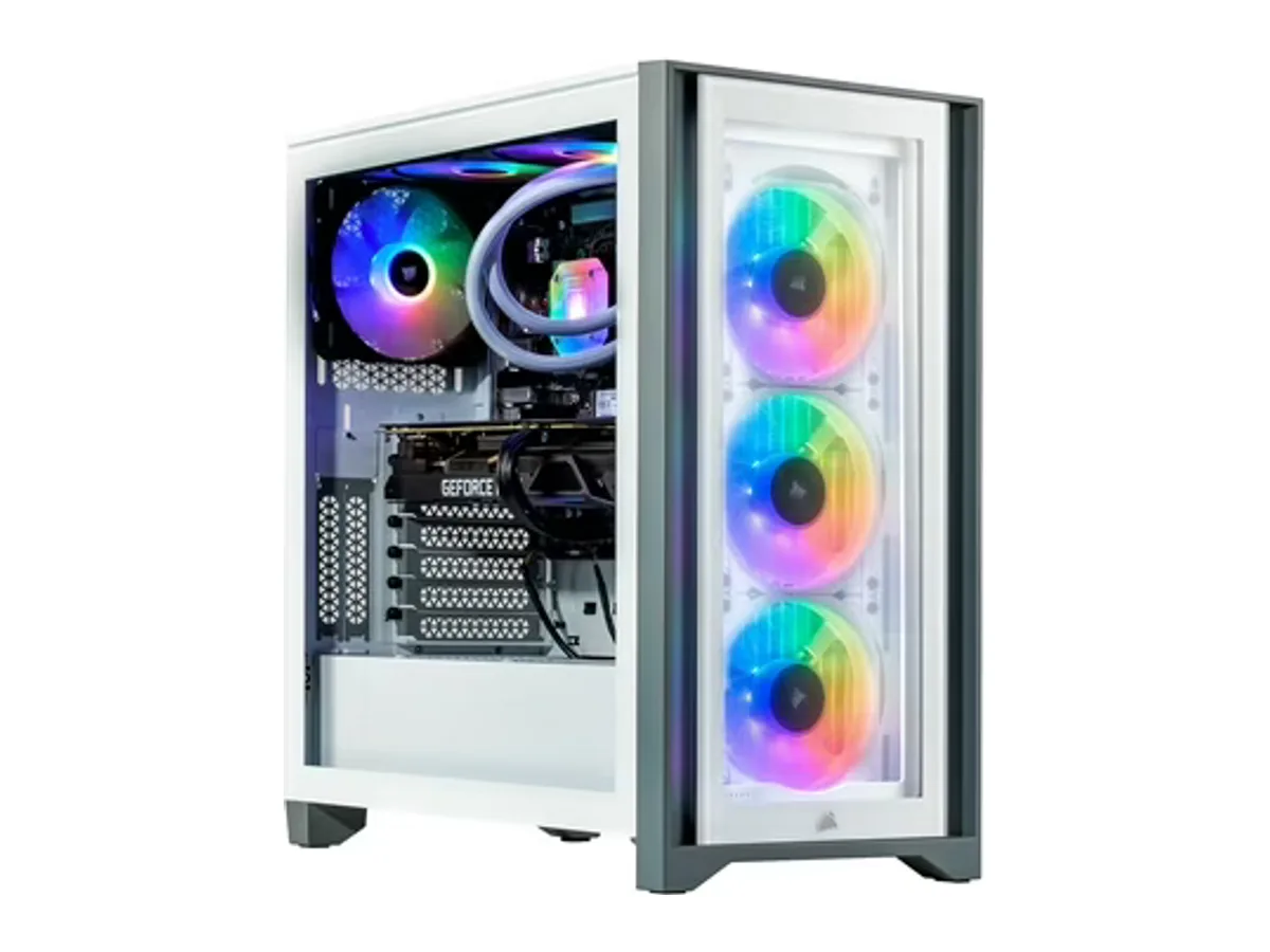 Velztorm Argentux Custom Built Gaming Desktop PC White (Intel i7-10700F 8-Core, 64GB RAM, 4TB PCIe SSD, NVIDIA GeForce GTX 1050Ti, Wifi, Bluetooth, 1xUSB 3.2, 1xUSB 3.0, 1xHDMI, Win 10 Pro)